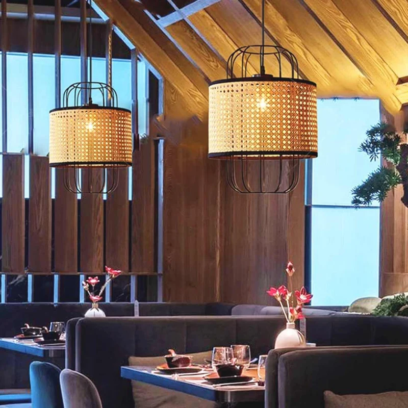 Pendant Light Japandi Woven Rattan Wicker