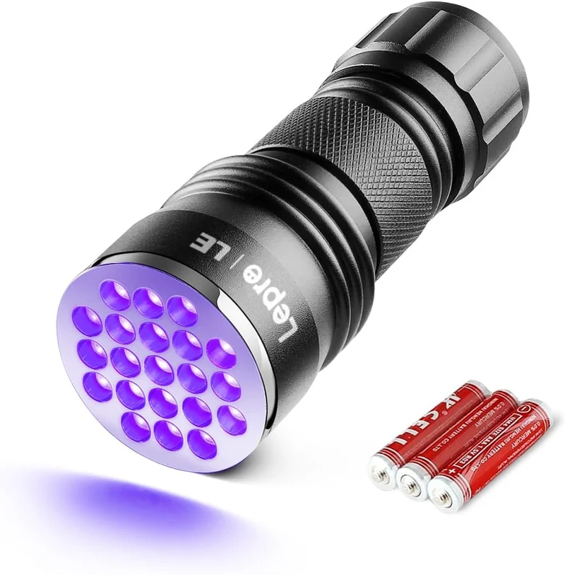 LE Ultraviolett LED UV-Taschenlampe mit 21 LEDs 395nm, UV-Strahler, Handlampe, Prüfgerät, Fleckendetektor / Urindetektor für Haustiere wie Katze, Hund usw.