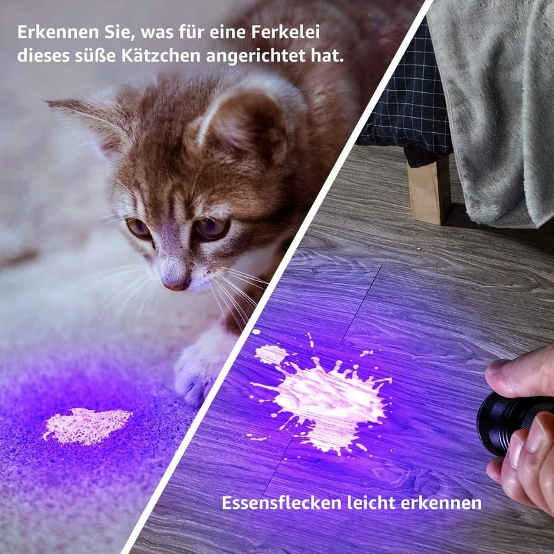 LE Ultraviolett LED UV-Taschenlampe mit 21 LEDs 395nm, UV-Strahler, Handlampe, Prüfgerät, Fleckendetektor / Urindetektor für Haustiere wie Katze, Hund usw.