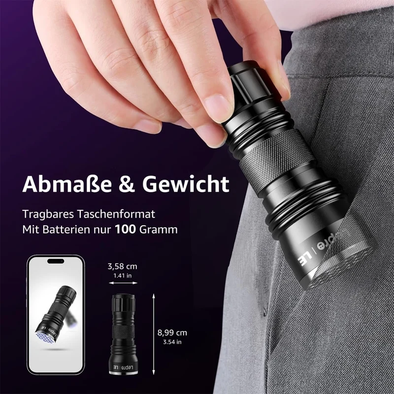 LE Ultraviolett LED UV-Taschenlampe mit 21 LEDs 395nm, UV-Strahler, Handlampe, Prüfgerät, Fleckendetektor / Urindetektor für Haustiere wie Katze, Hund usw.