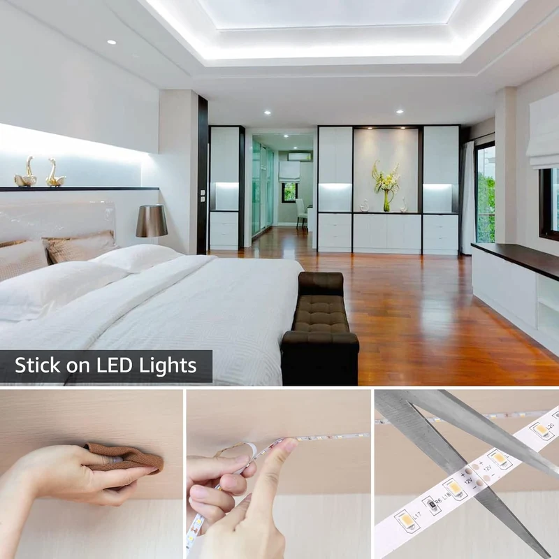 Lepro LED Strip Kaltweiß, 5M LED Streifen 12V Selbstklebend, LED Band mit 300 Stück 2835 LEDs, 6000K 2300 Lumen Weiß Dimmbar Leiste, Kaltweiss DIY Lichtband für Innen Heim Küche Deko,Kein Netzteil