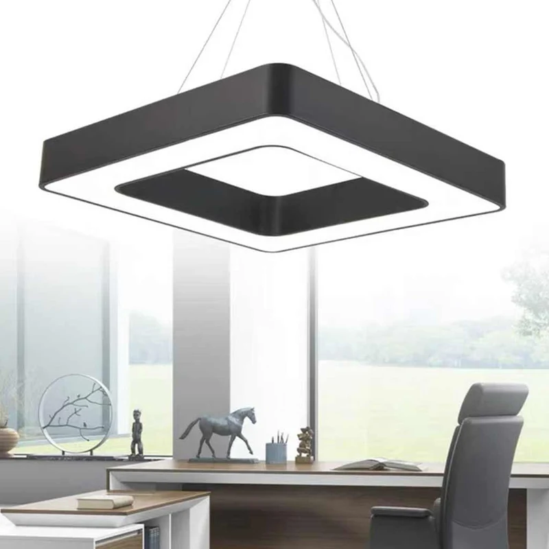 Pendant Light Square LED for Gym / Office, Black