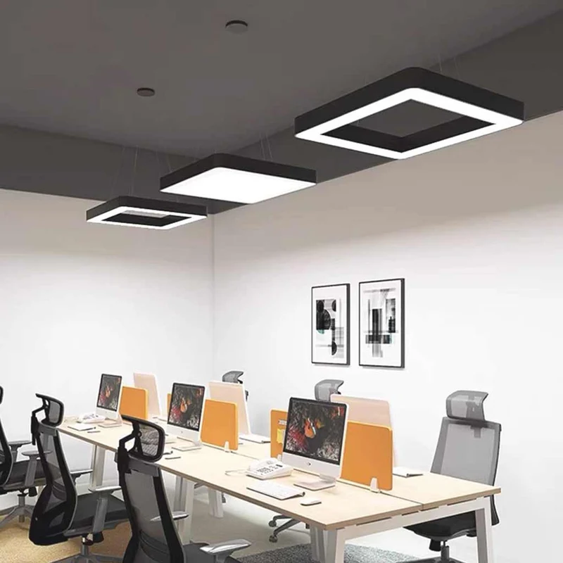 Pendant Light Square LED for Gym / Office, Black