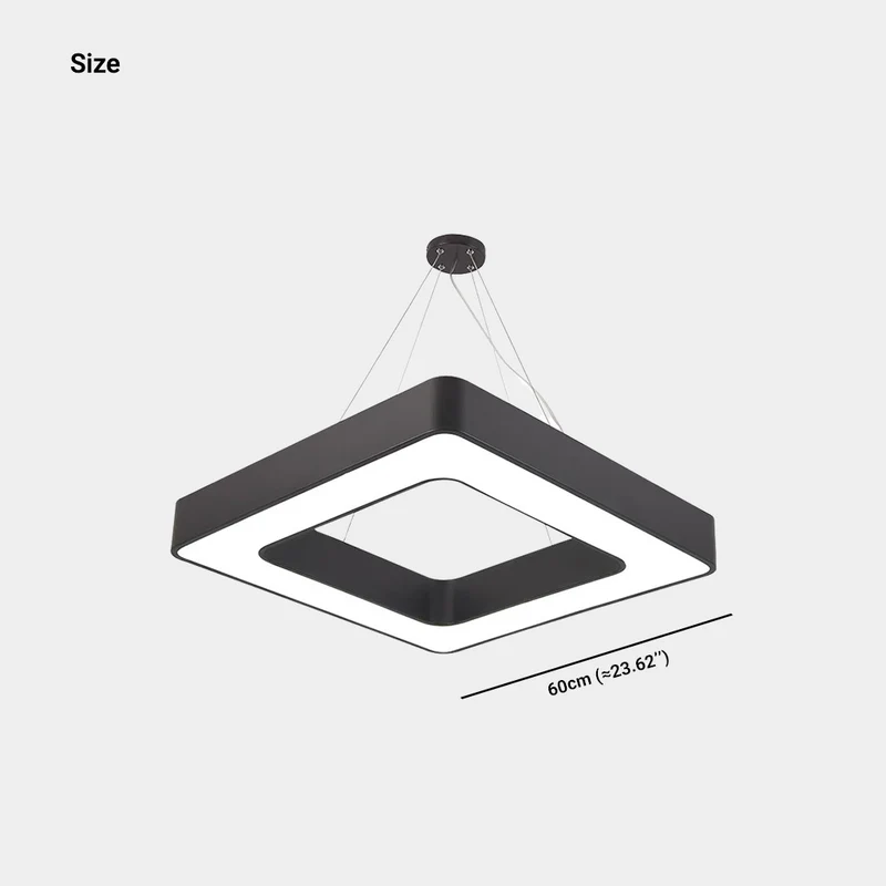 Pendant Light Square LED for Gym / Office, Black