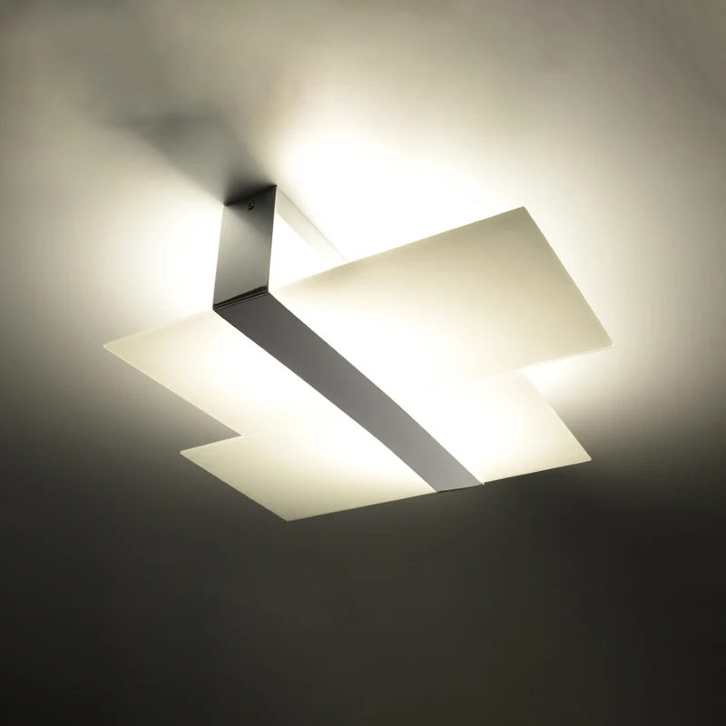 Moderne Deckenleuchte aus weißem Glas und Chrom – Modell Orsedia