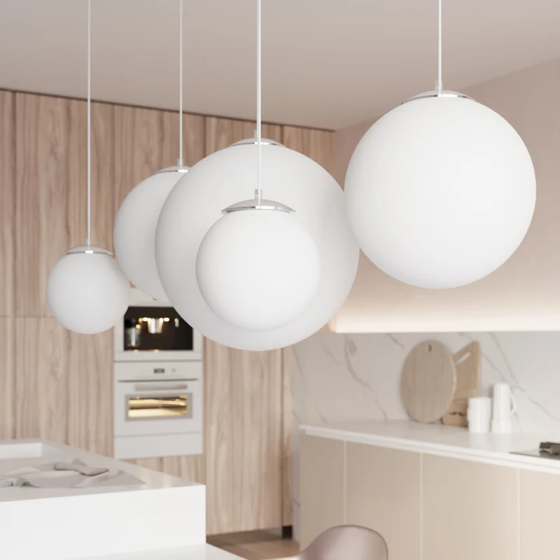 Minimalistische Pendelleuchte Kugel Glas Stahl – Arvénia