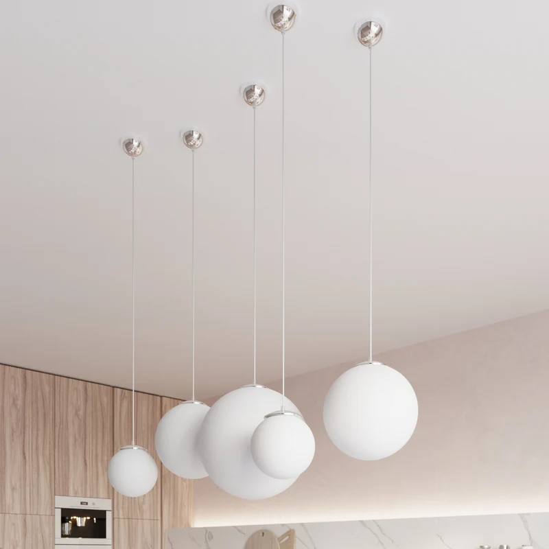 Minimalistische Pendelleuchte Kugel Glas Stahl – Arvénia