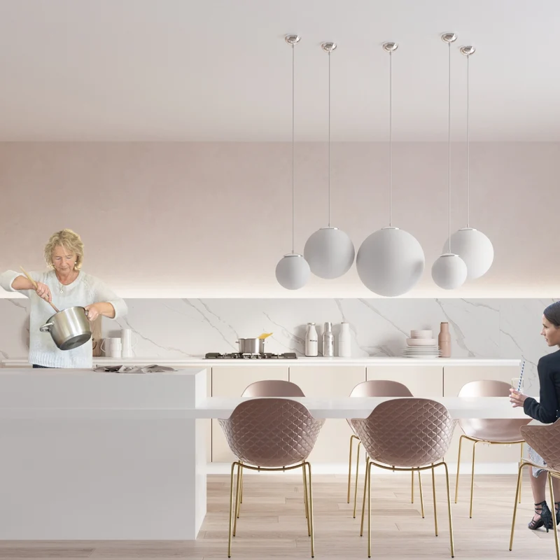 Minimalistische Pendelleuchte Kugel Glas Stahl – Arvénia