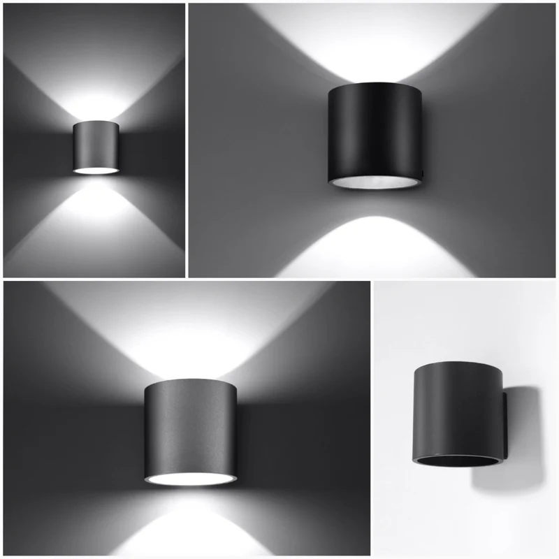 Minimalistische schwarze Wandleuchte mit Doppelstrahl – Orphéos