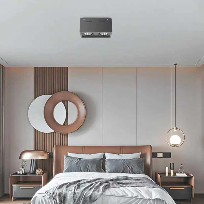 Cube LED Flush Mount Ceiling Light with Spotlights, Black / White