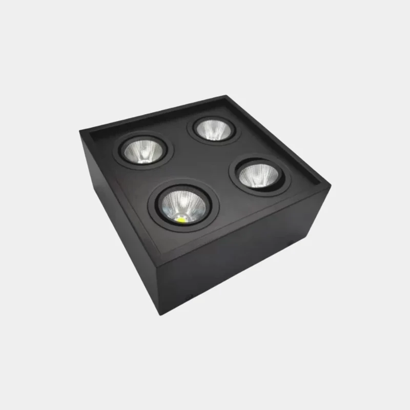Cube LED Flush Mount Ceiling Light with Spotlights, Black / White