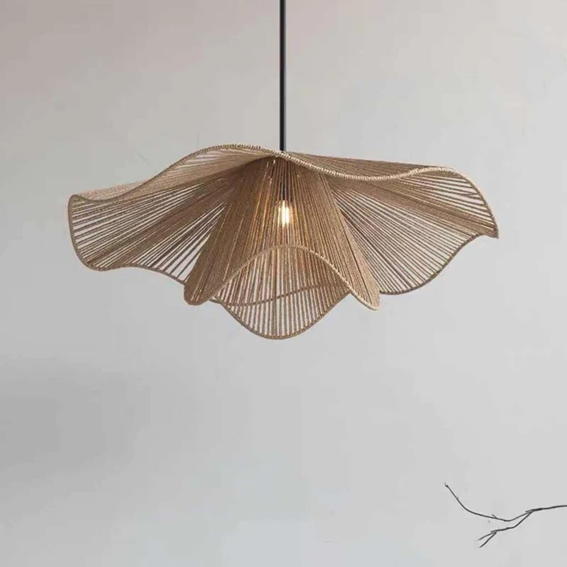 Hanging Pendant Light Straw Hat Woven Hemp Rope