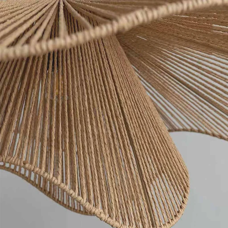 Hanging Pendant Light Straw Hat Woven Hemp Rope
