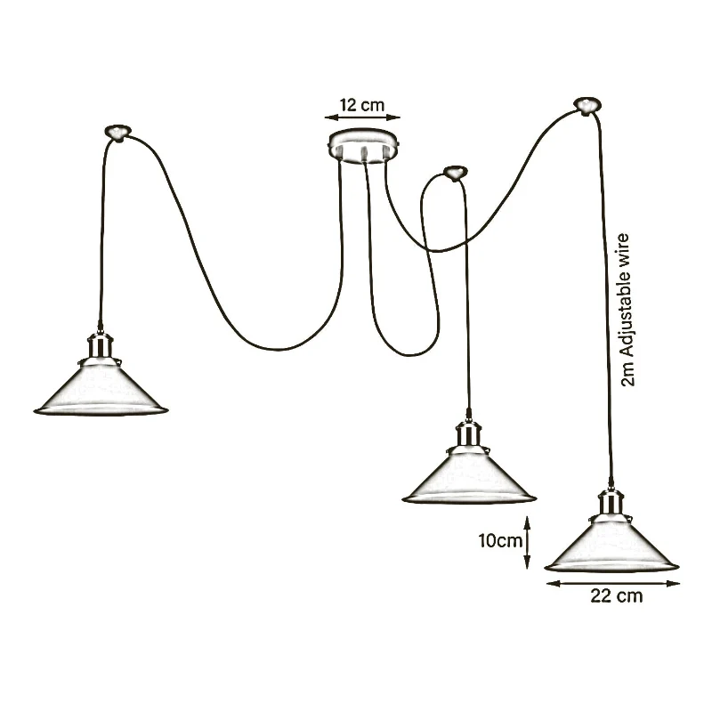 LEDSONE Spinnenlampe Pendelleuchte 1 - 8 Wege Grau ~3949