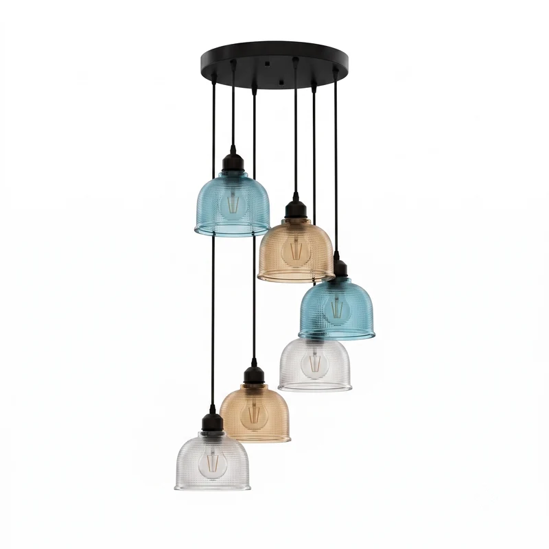 Moderne Glas Pendelleuchte | Vintage Multi Kopf Anhänger verstellbar E27~4052