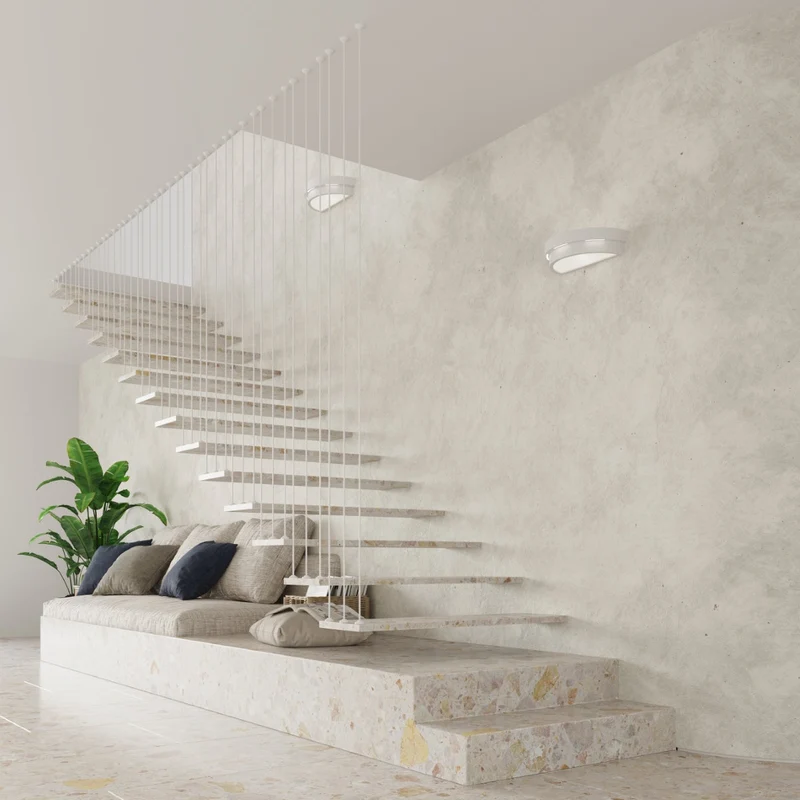 Moderne weiße Keramik-Wandleuchte – Asterion