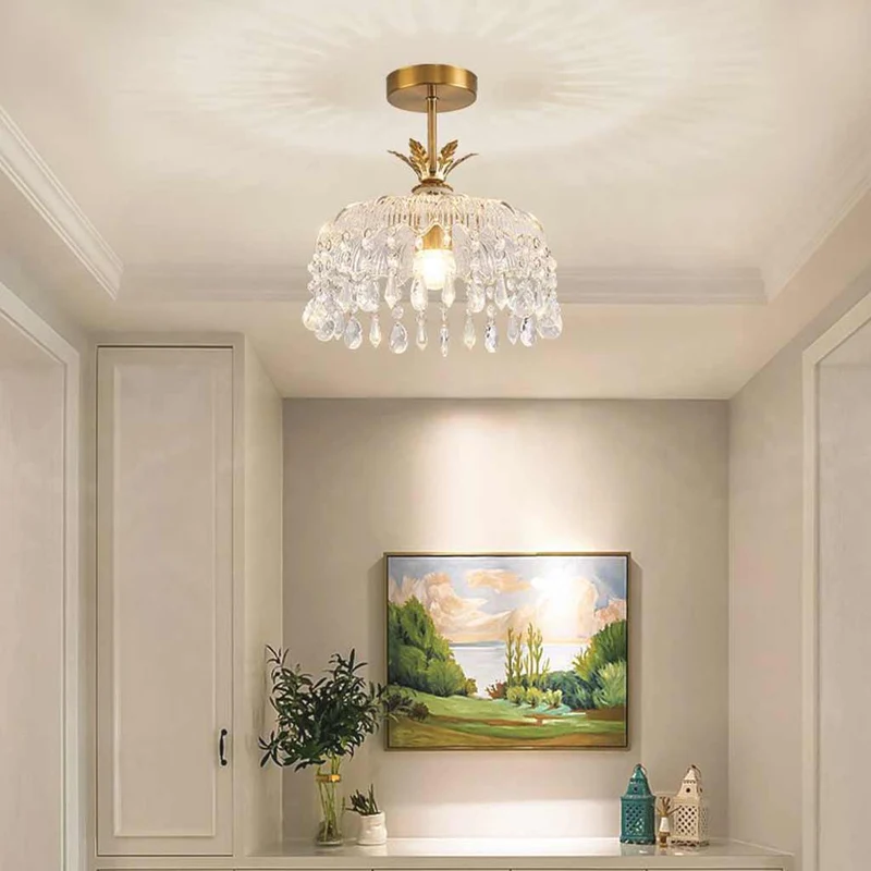 Ceiling Light Small Round Glass Water Drop for Hallway