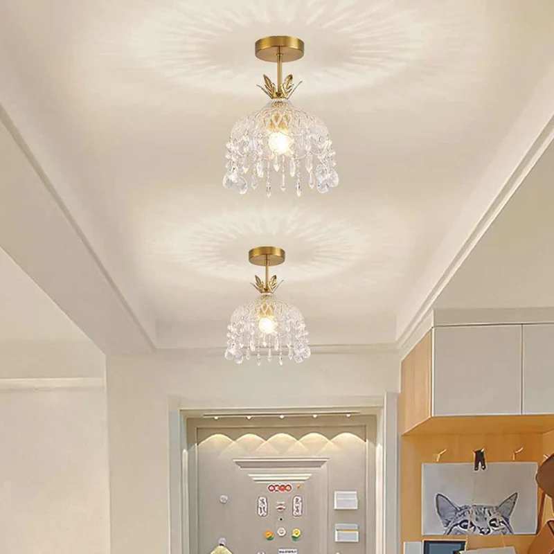 Ceiling Light Small Round Glass Water Drop for Hallway