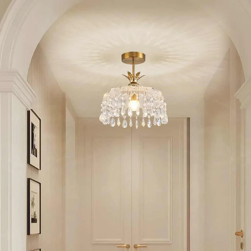 Ceiling Light Small Round Glass Water Drop for Hallway