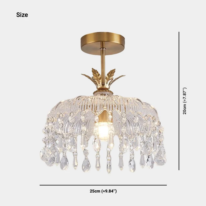 Ceiling Light Small Round Glass Water Drop for Hallway