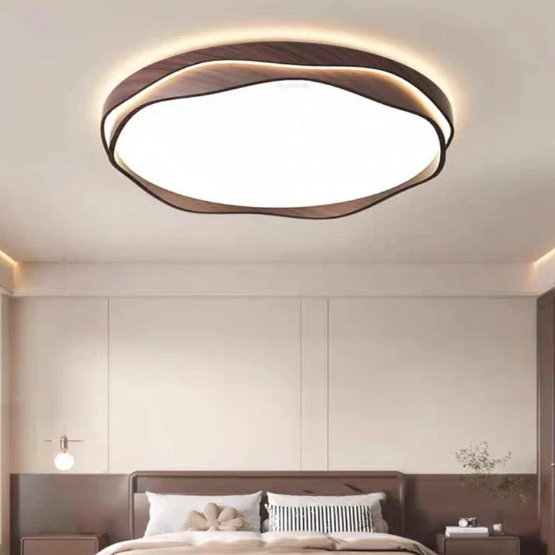 Flush Mount Ceiling Light LED Dimmable, Walnut Color