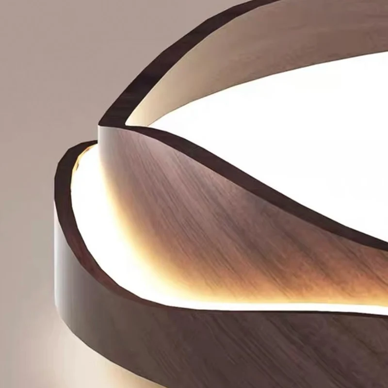 Flush Mount Ceiling Light LED Dimmable, Walnut Color