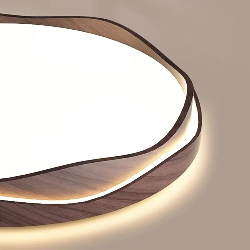 Flush Mount Ceiling Light LED Dimmable, Walnut Color