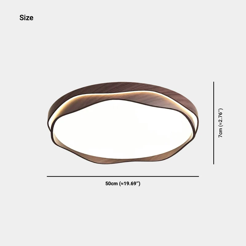 Flush Mount Ceiling Light LED Dimmable, Walnut Color