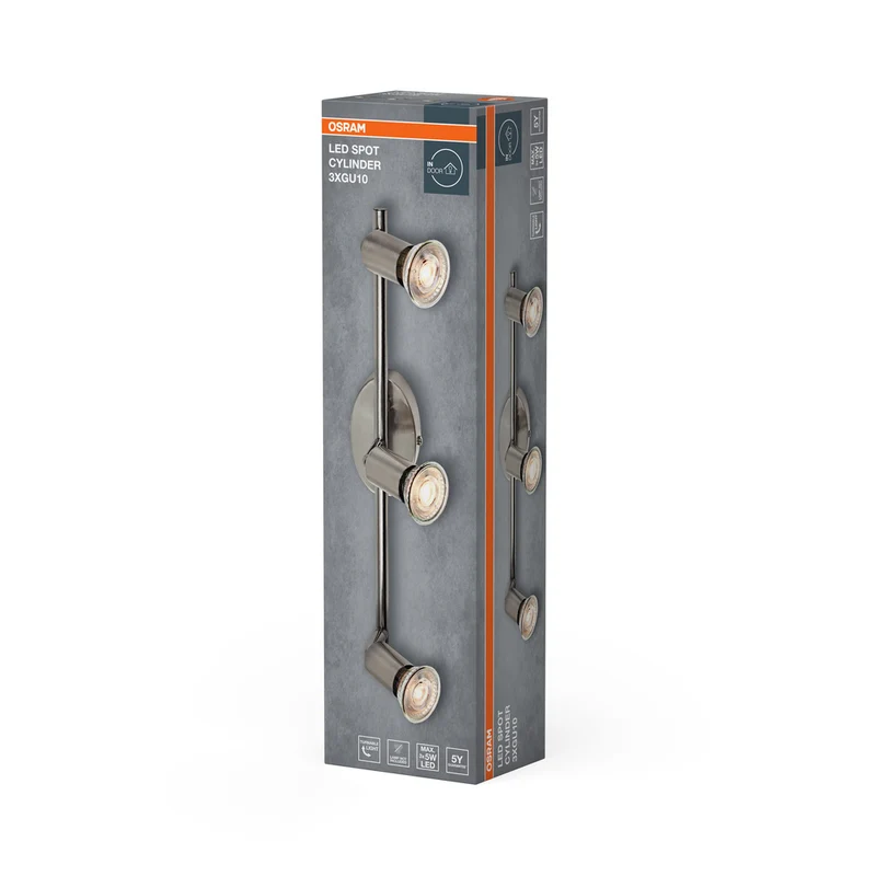OSRAM LED Spot Cylinder Deckenleuchte 3xGU10 Gebürstetes Nickel