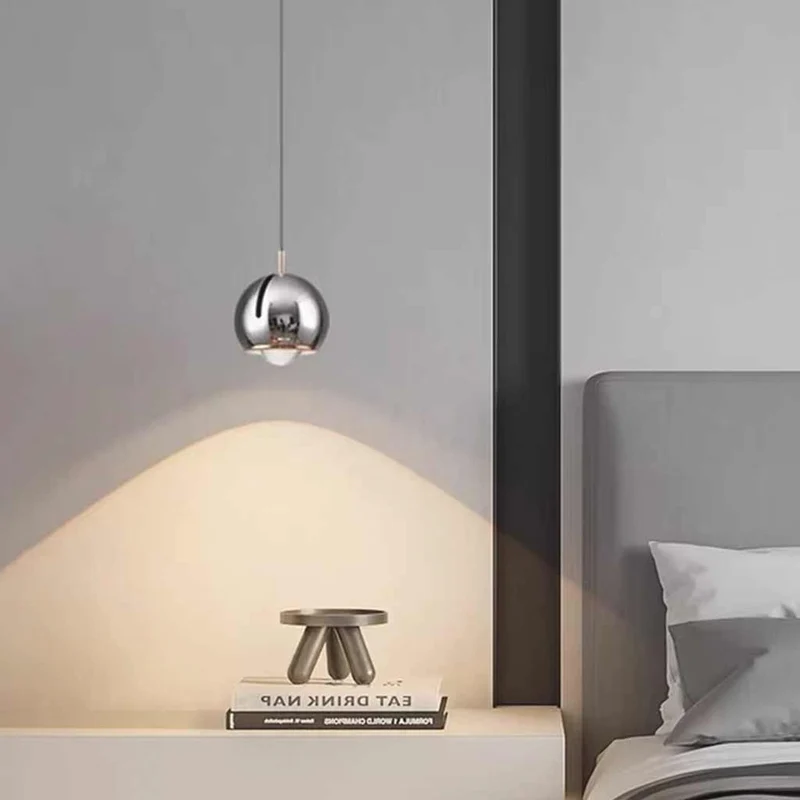 Pendant Light Pearl Globe Dimmable LED, Black / Chrome