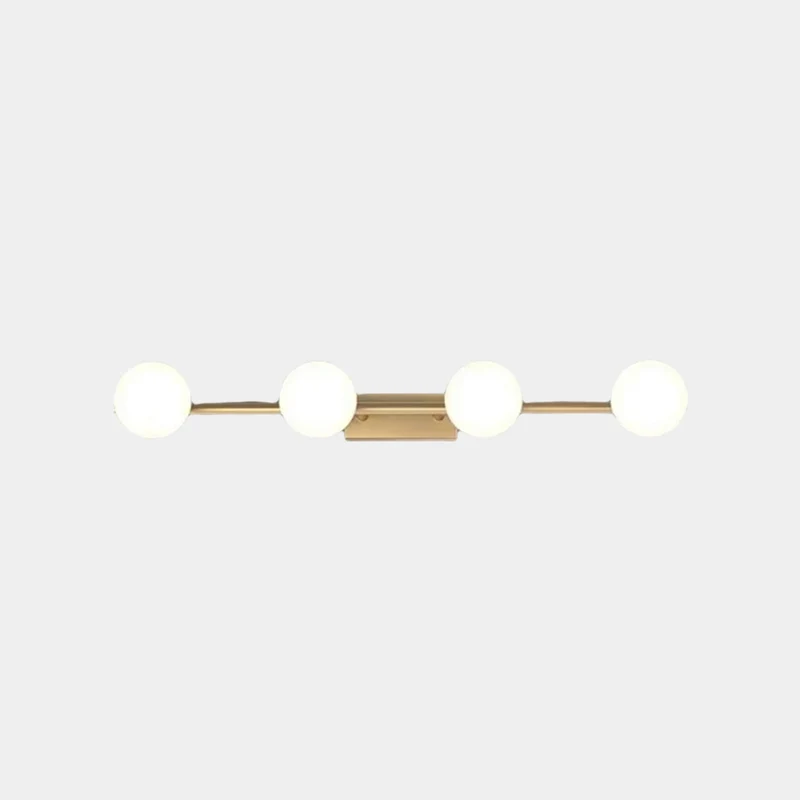 Brass Wall Vanity Mirror Light with Globes for Bathroom