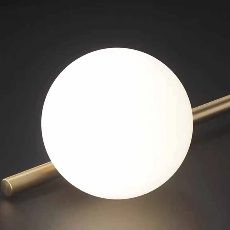 Brass Wall Vanity Mirror Light with Globes for Bathroom