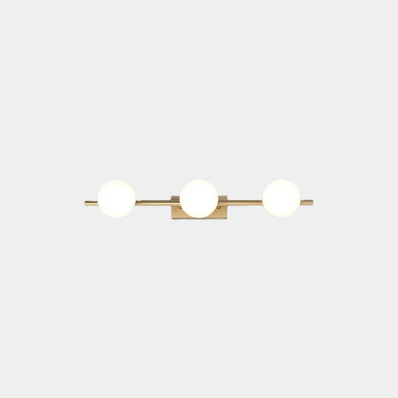 Brass Wall Vanity Mirror Light with Globes for Bathroom