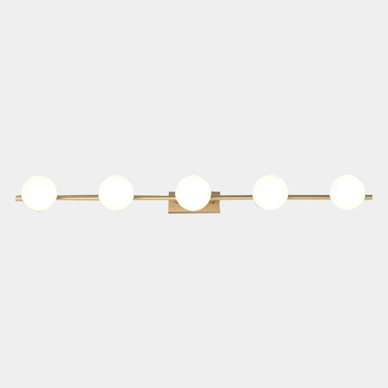 Brass Wall Vanity Mirror Light with Globes for Bathroom