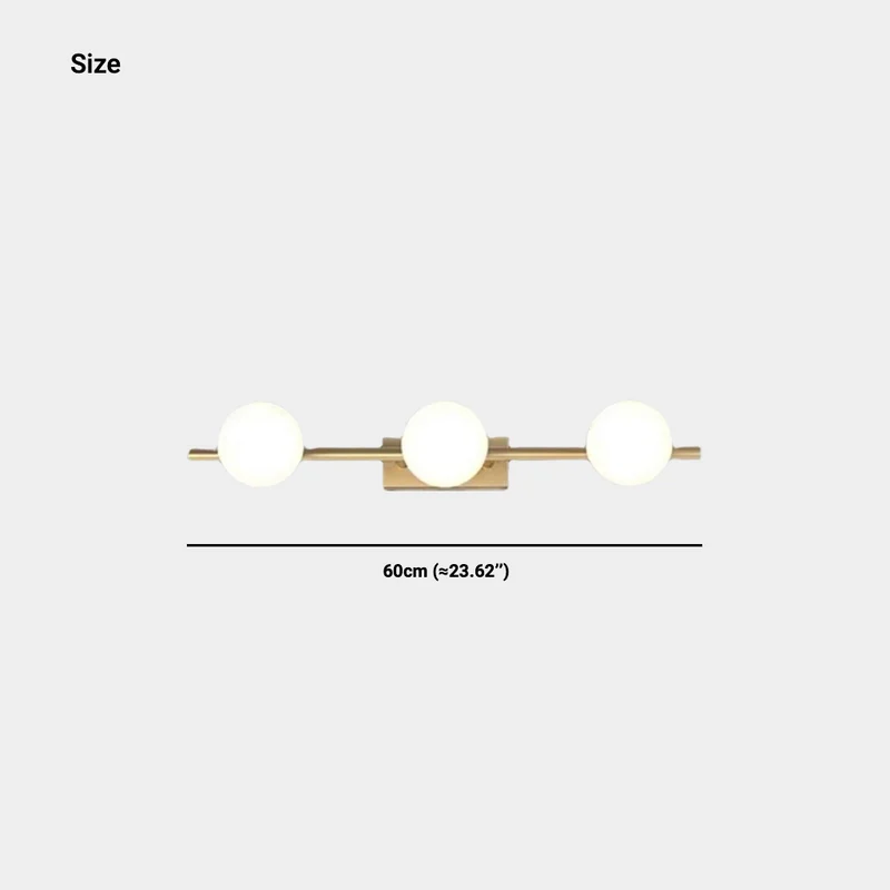 Brass Wall Vanity Mirror Light with Globes for Bathroom