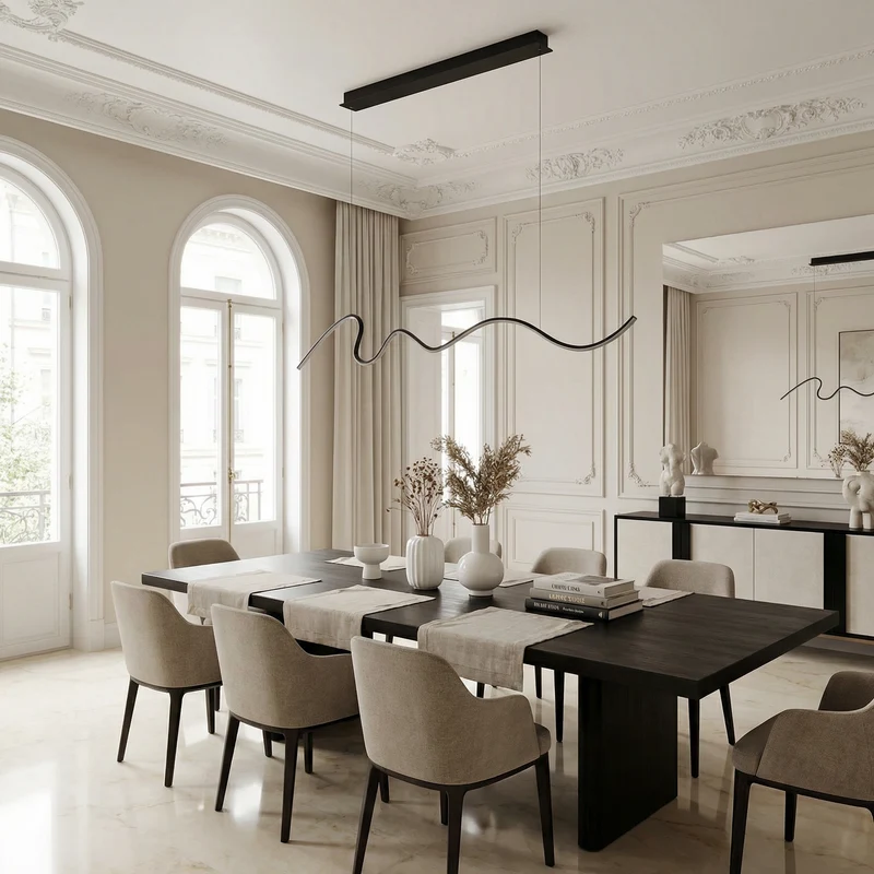 Moderne schwarze LED-Pendelleuchte für Innenräume – Caeluxique