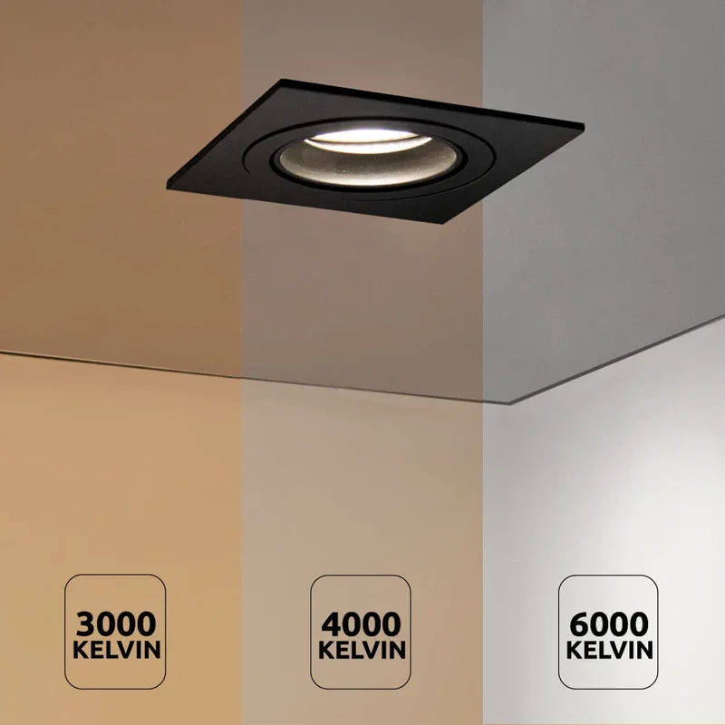 LED-Flacheinbaustrahler 6W | Dimmbar | 80mm | Schwarz | Quadrat