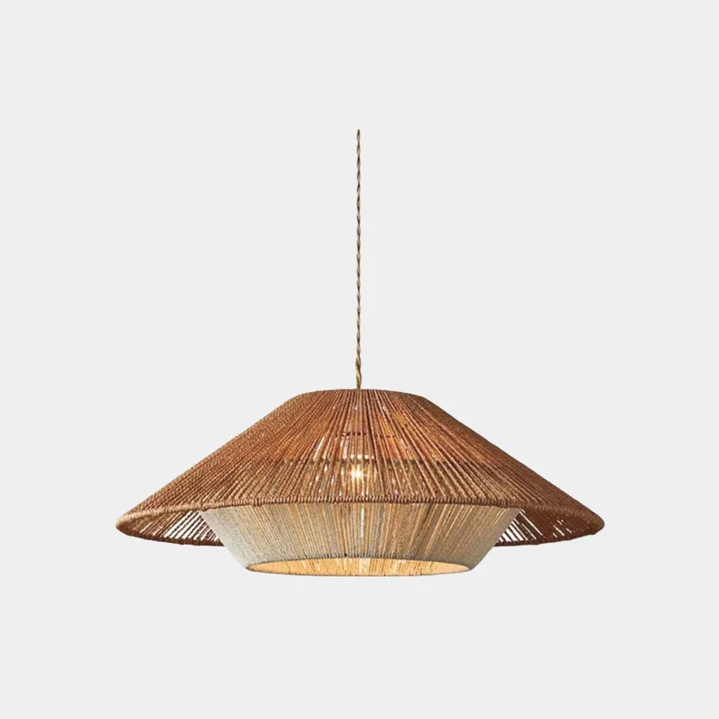 Pendant Light Woven Linen Rope Over Dining Table