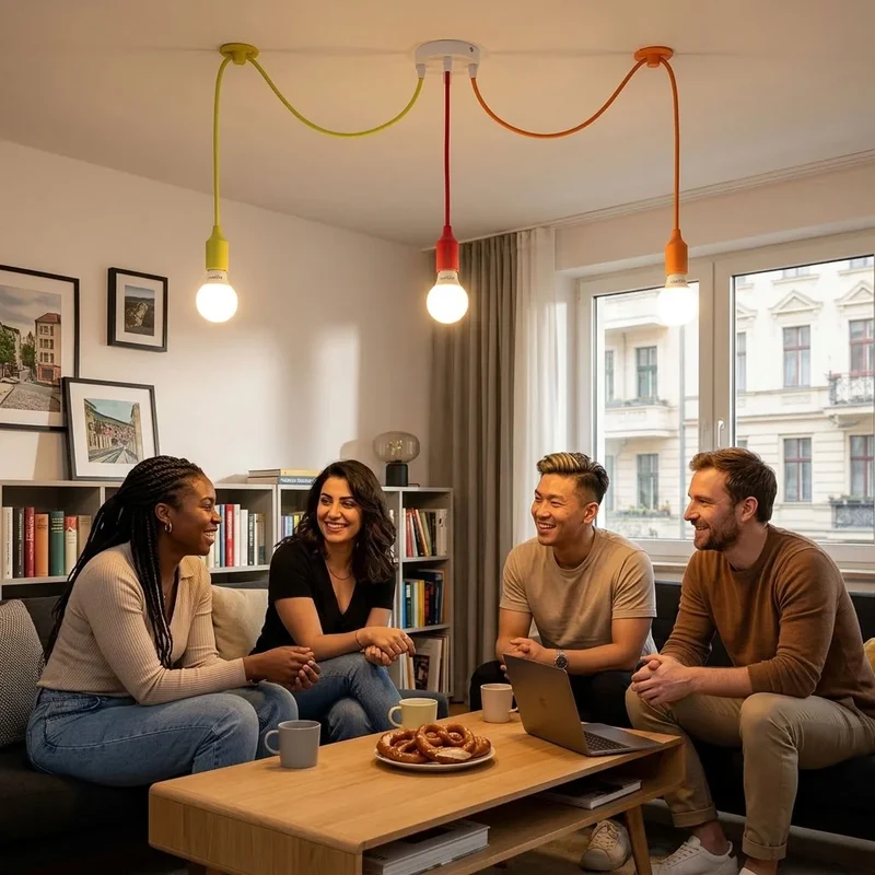 3-flammige Affenschaukel Pendelleuchte Bunt | E27 LED Notenschlüssel-Lampe ~4036
