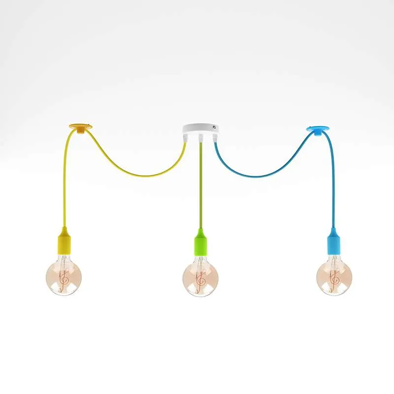 3-flammige Affenschaukel Pendelleuchte Bunt | E27 LED Notenschlüssel-Lampe ~4036