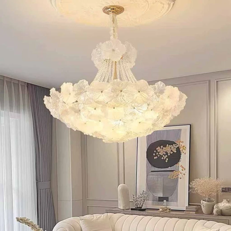 Chandelier French Cluster Glass Flower Petal