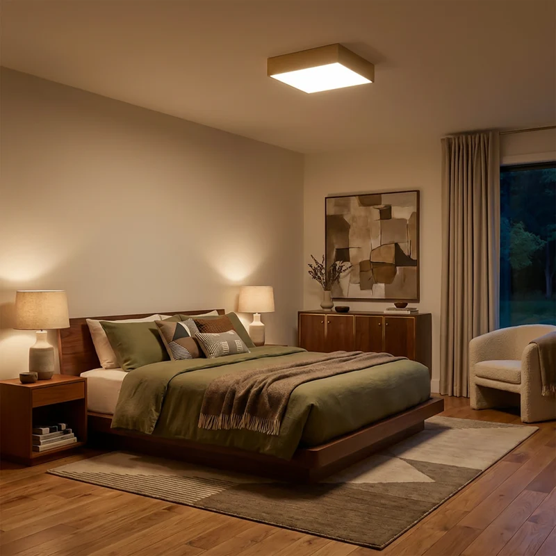 Minimalistische quadratische Deckenleuchte weiß Wohnzimmer – Noréalis