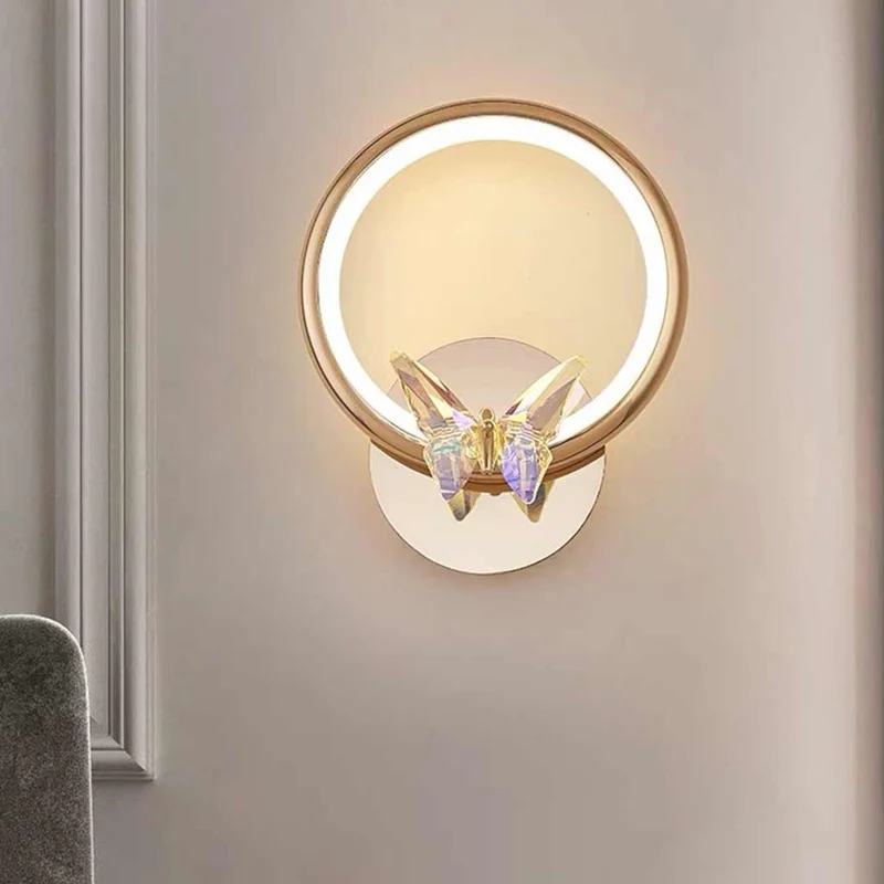 Wall Sconce Light Small Ring Crystal Butterfly LED