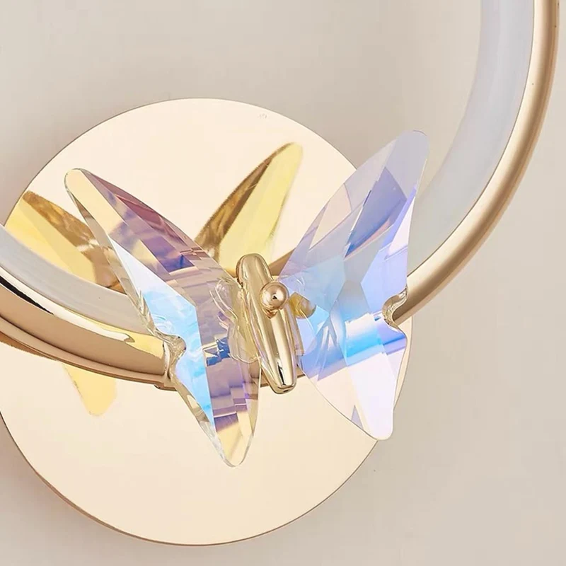 Wall Sconce Light Small Ring Crystal Butterfly LED