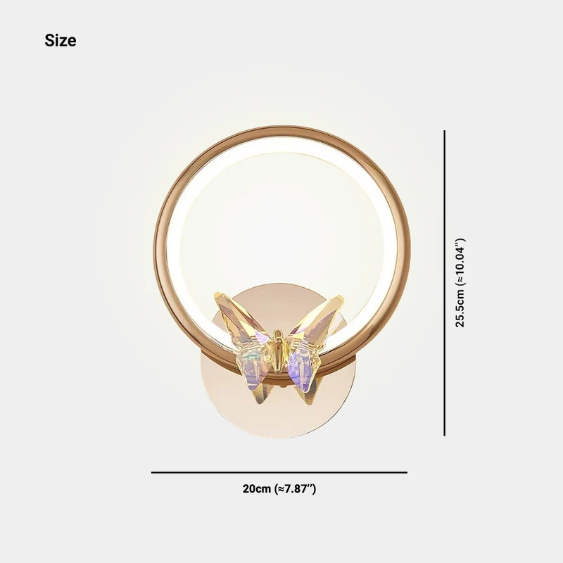 Wall Sconce Light Small Ring Crystal Butterfly LED