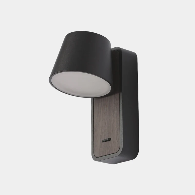 Wall Sconce Spotlight Modern LED with Wood Grain, Black / White
