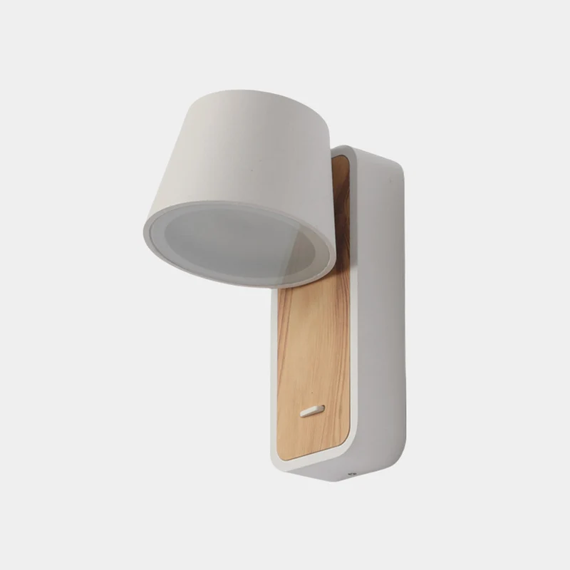 Wall Sconce Spotlight Modern LED with Wood Grain, Black / White