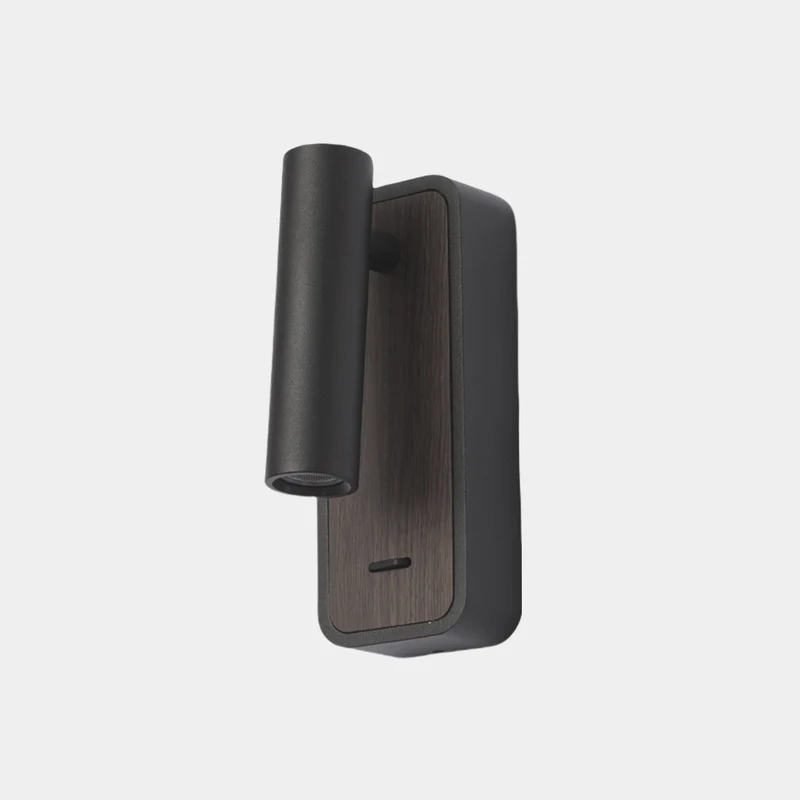 Wall Sconce Spotlight Modern LED with Wood Grain, Black / White