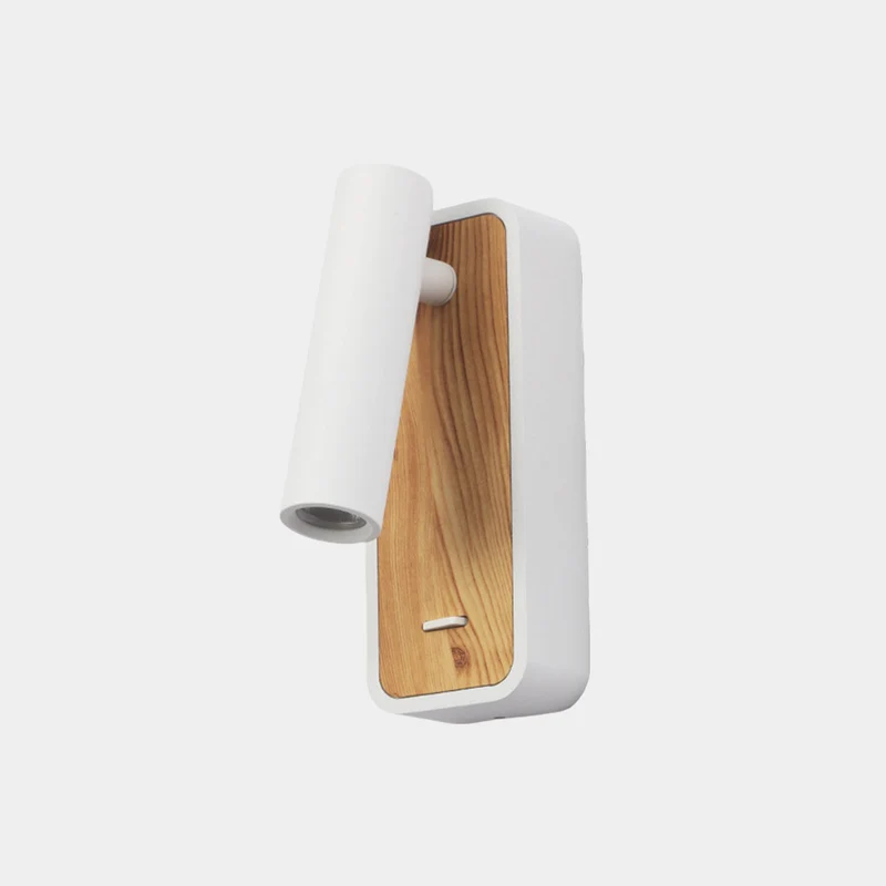Wall Sconce Spotlight Modern LED with Wood Grain, Black / White