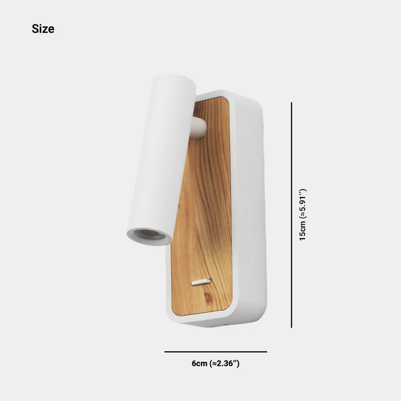 Wall Sconce Spotlight Modern LED with Wood Grain, Black / White